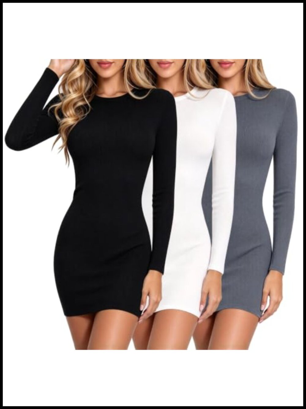 Women's Long Sleeve Bodycon Mini Dress Set Stretchy Party Club